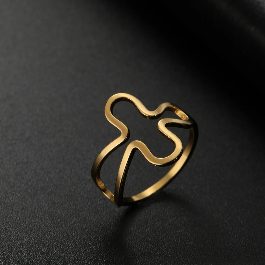 Bold Statement: Irregular Cross Ring – Stainless Steel, Silver or Gold Colour