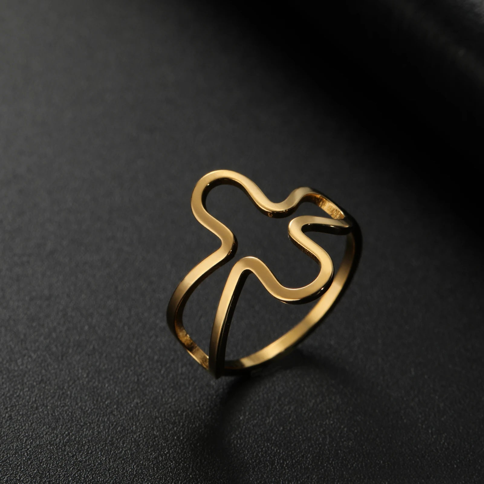Bold Statement: Irregular Cross Ring – Stainless Steel, Silver or Gold Colour