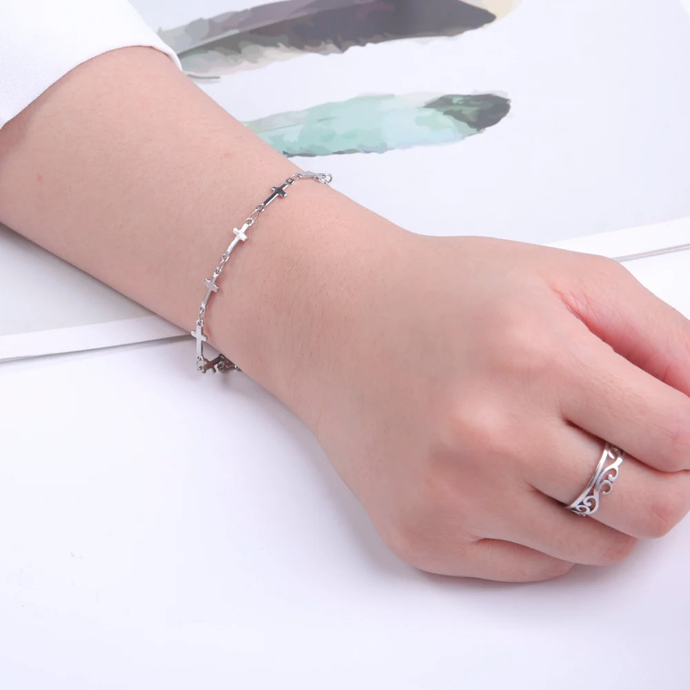 Skyrim Fashion: Minimalist Cross Link Bracelet – Stainless Steel Adjustable