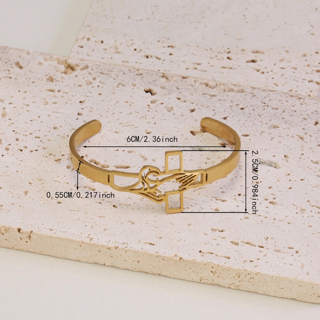 Bold Devotion: Stainless Steel Cross Prayer Bracelet – Gold Colour