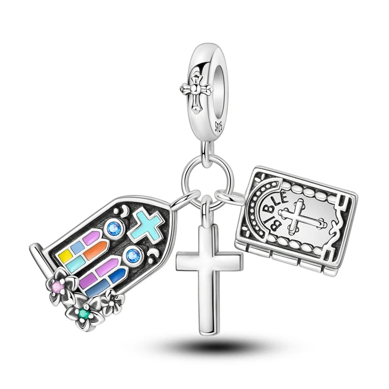 Celestial Blessings: Sterling Silver Angel & Cross Charm Pendants Range