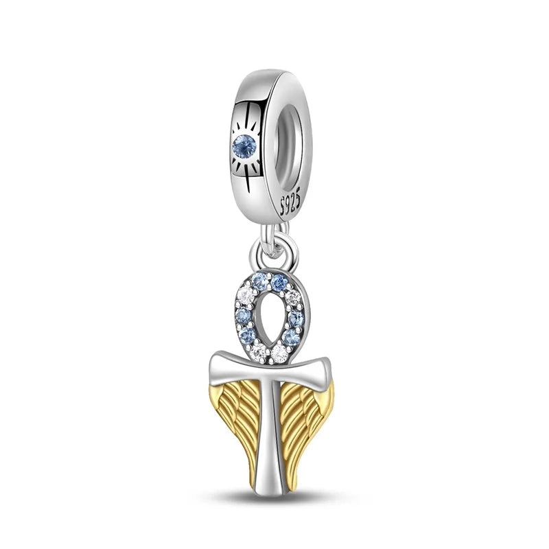 Celestial Blessings: Sterling Silver Angel & Cross Charm Pendants Range