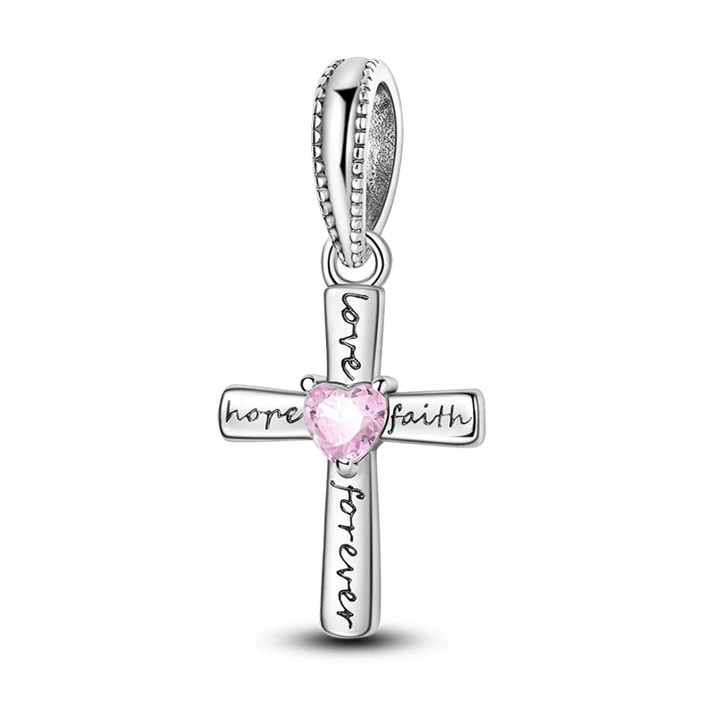 Celestial Blessings: Sterling Silver Angel & Cross Charm Pendants Range