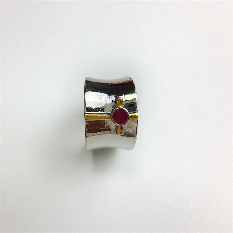 Rustic Faith: Red Stone Cross Statement Ring