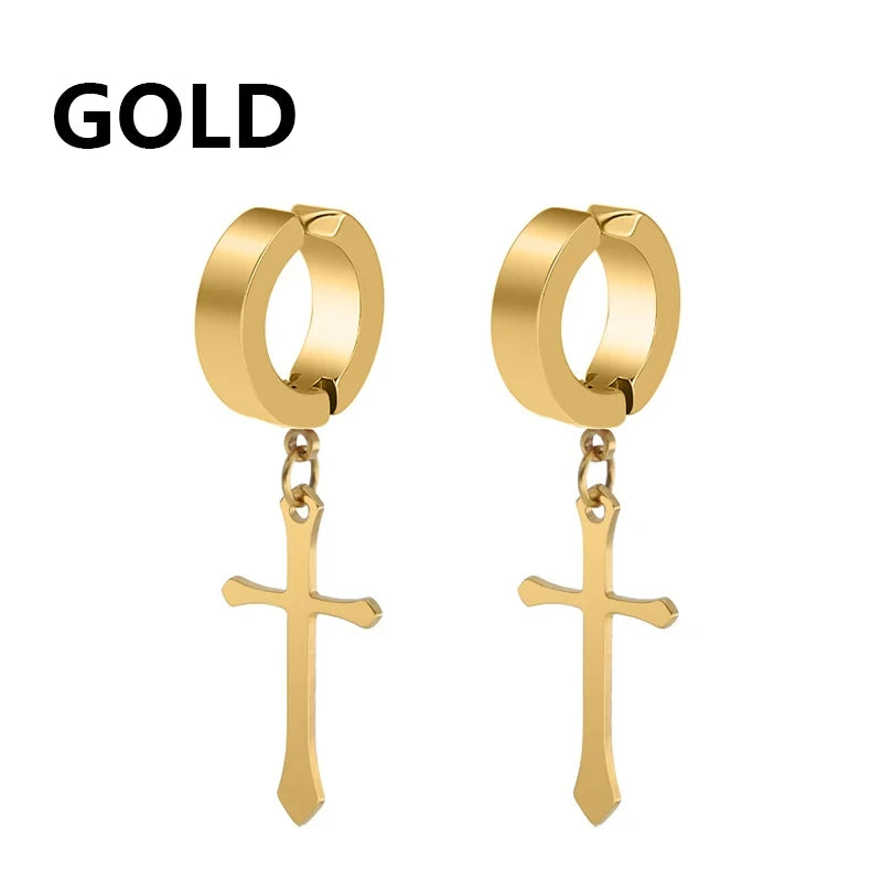 Edgy Expression: Cross & Stars No-Piercing Ear Clip Collection