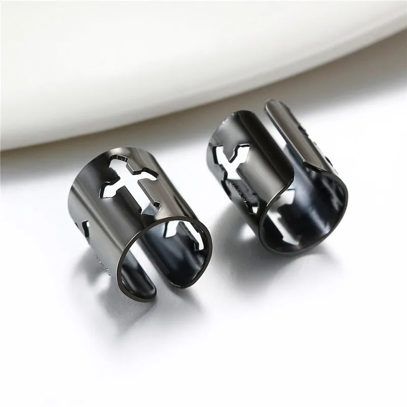 Bold Enlightenment: Wide Cross Cut-Out Ear Cuff (No Piercing Required)
