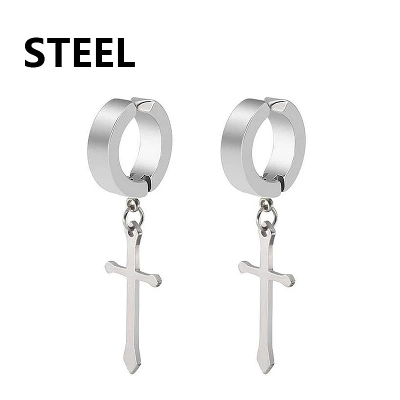 Edgy Expression: Cross & Stars No-Piercing Ear Clip Collection