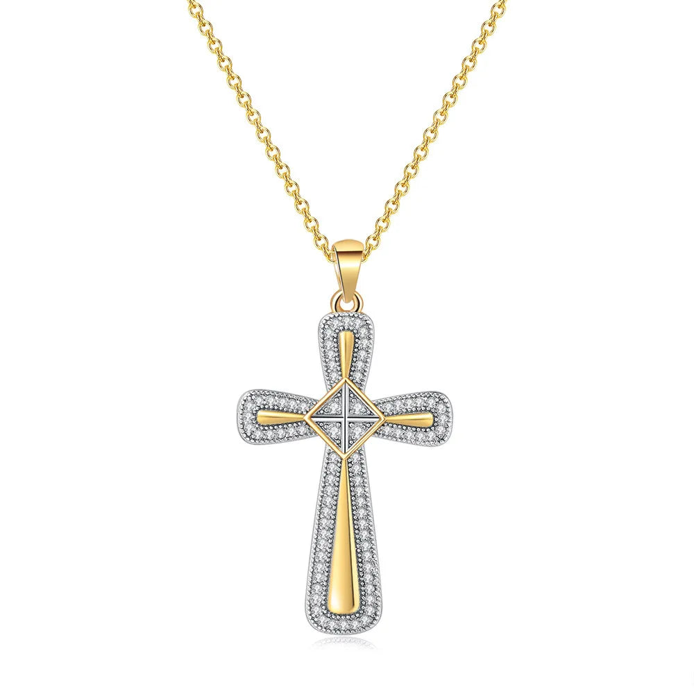 Accessible Sparkle: Zircon Pave Cross Pendant Necklace