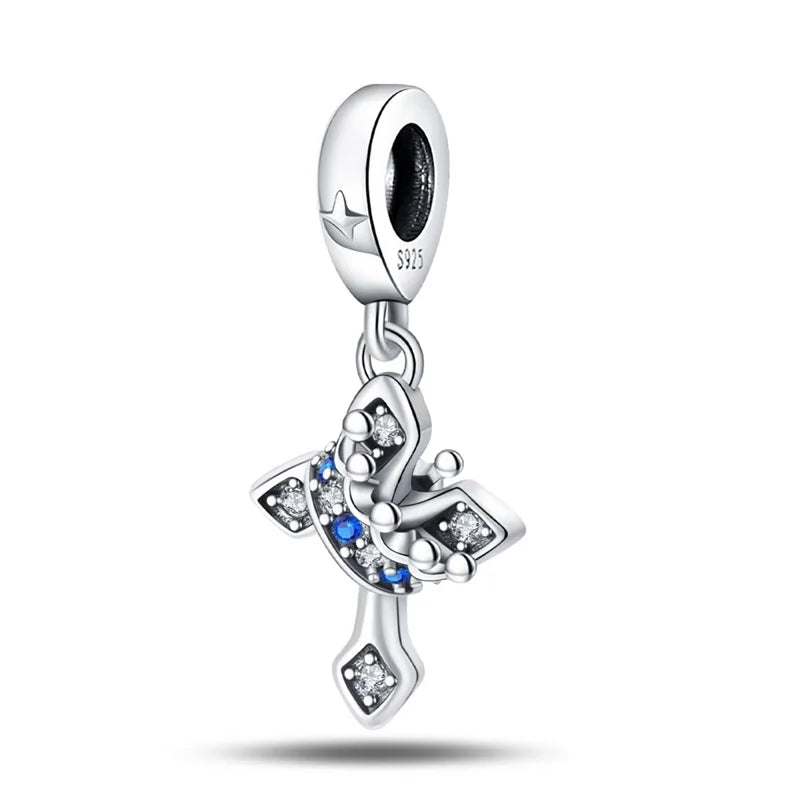 Celestial Blessings: Sterling Silver Angel & Cross Charm Pendants Range
