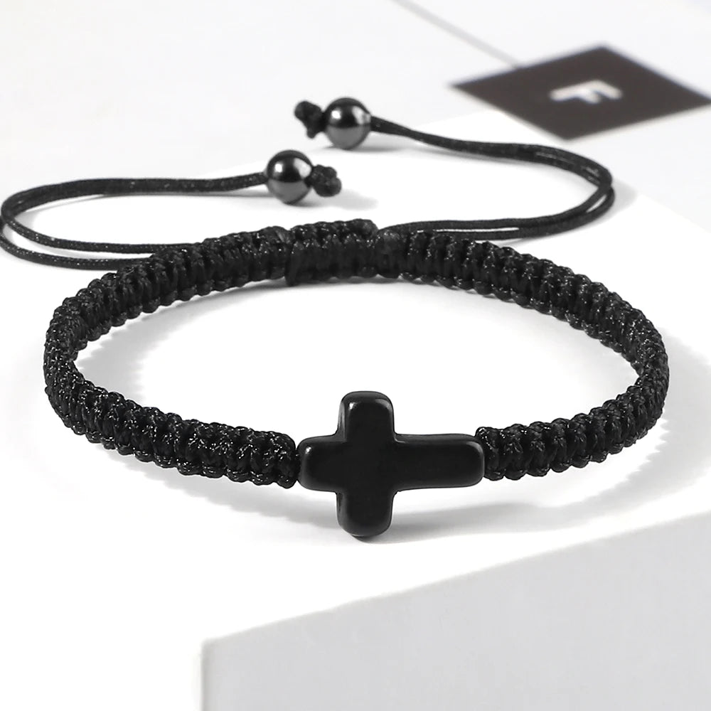 Colourful Faith: Hand Woven Cross Bracelet – Macrame Adjustable