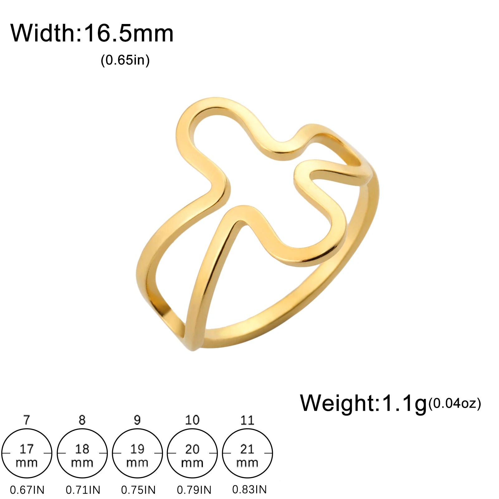 Bold Statement: Irregular Cross Ring – Stainless Steel, Silver or Gold Colour
