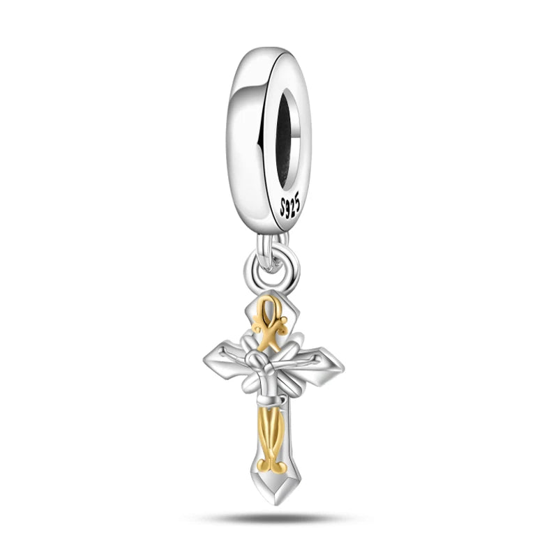 Celestial Blessings: Sterling Silver Angel & Cross Charm Pendants Range