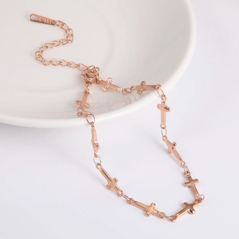 Skyrim Fashion: Minimalist Cross Link Bracelet – Stainless Steel Adjustable