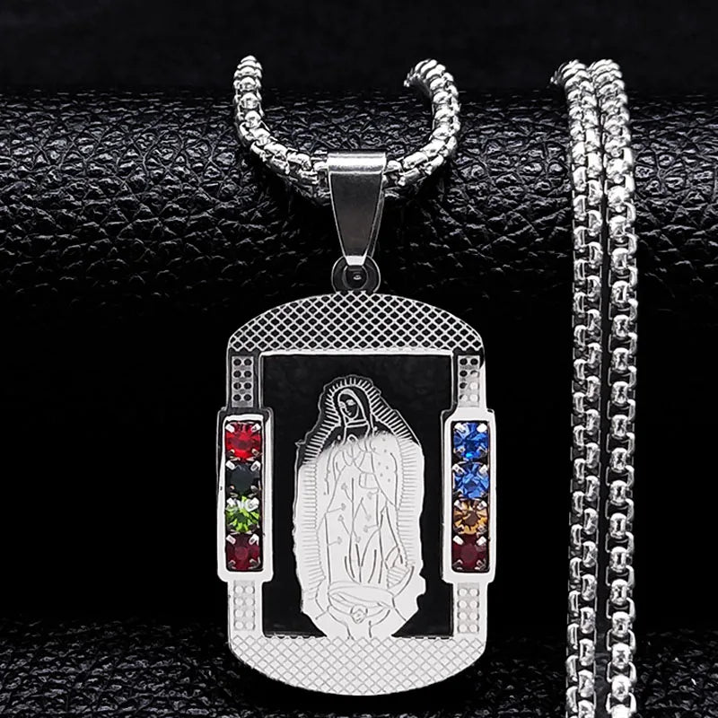 Silver pendant with religious figure design 