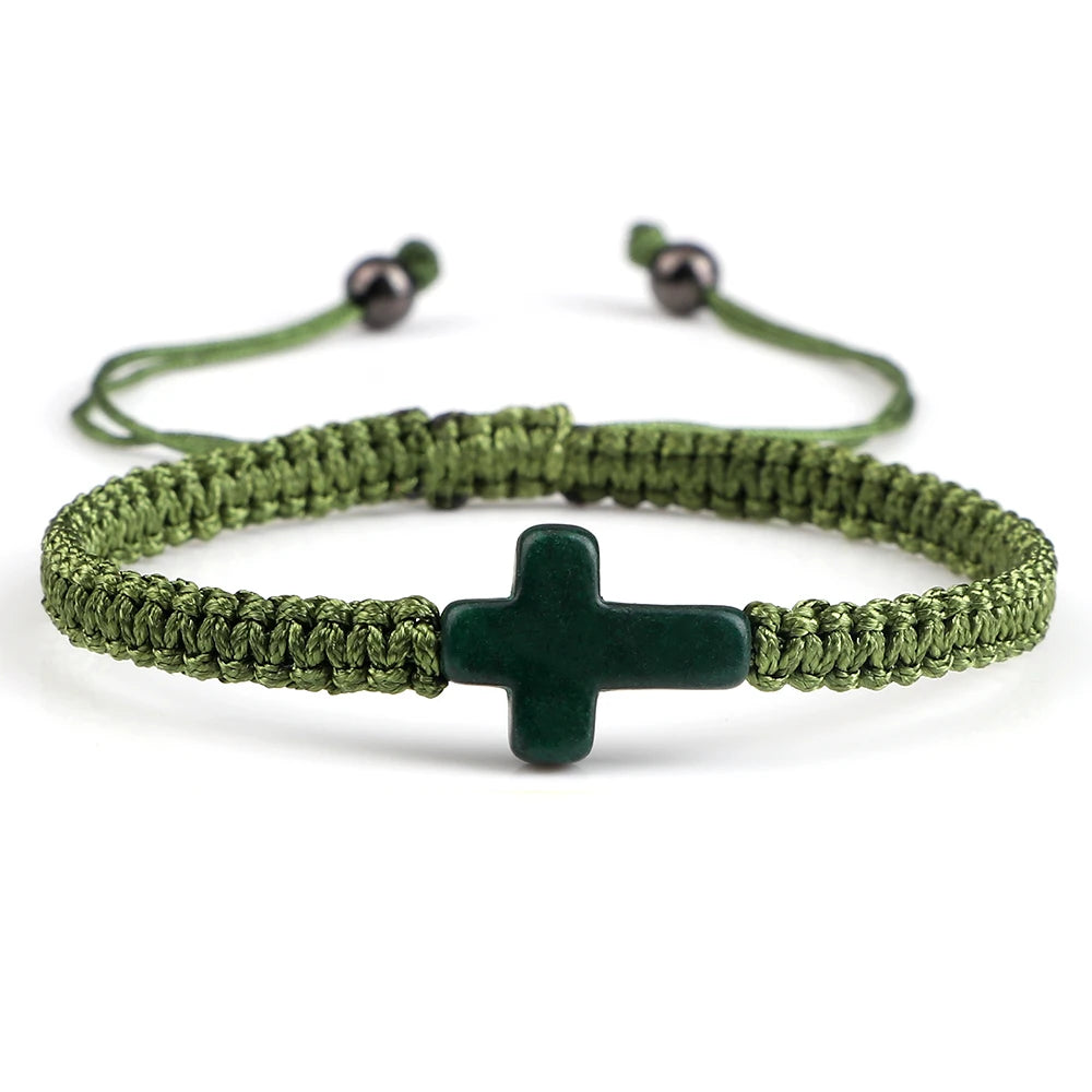 Colourful Faith: Hand Woven Cross Bracelet – Macrame Adjustable