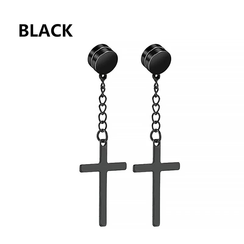 Edgy Expression: Cross & Stars No-Piercing Ear Clip Collection