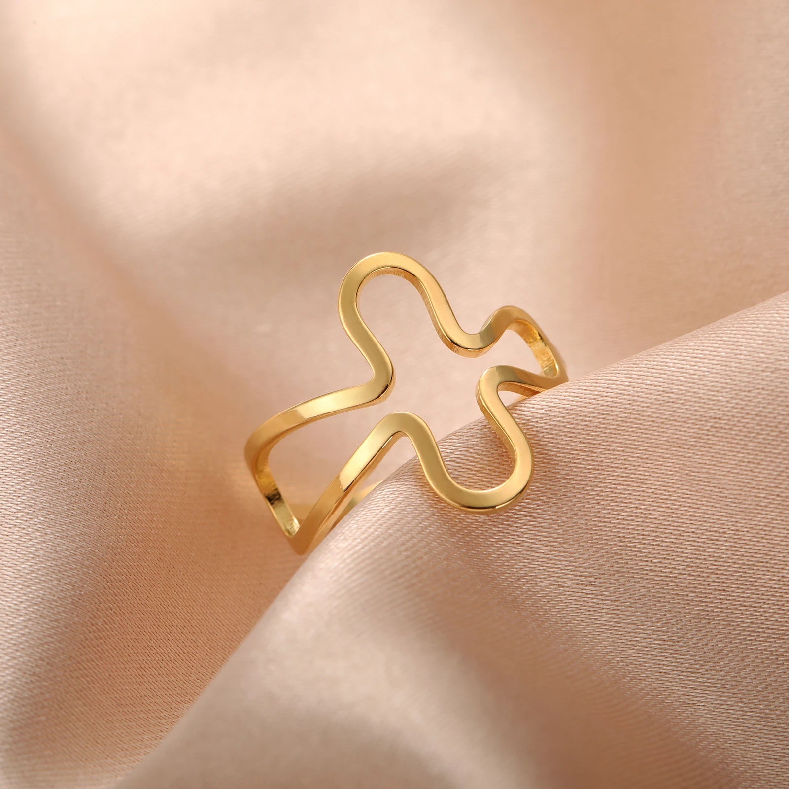 Bold Statement: Irregular Cross Ring – Stainless Steel, Silver or Gold Colour
