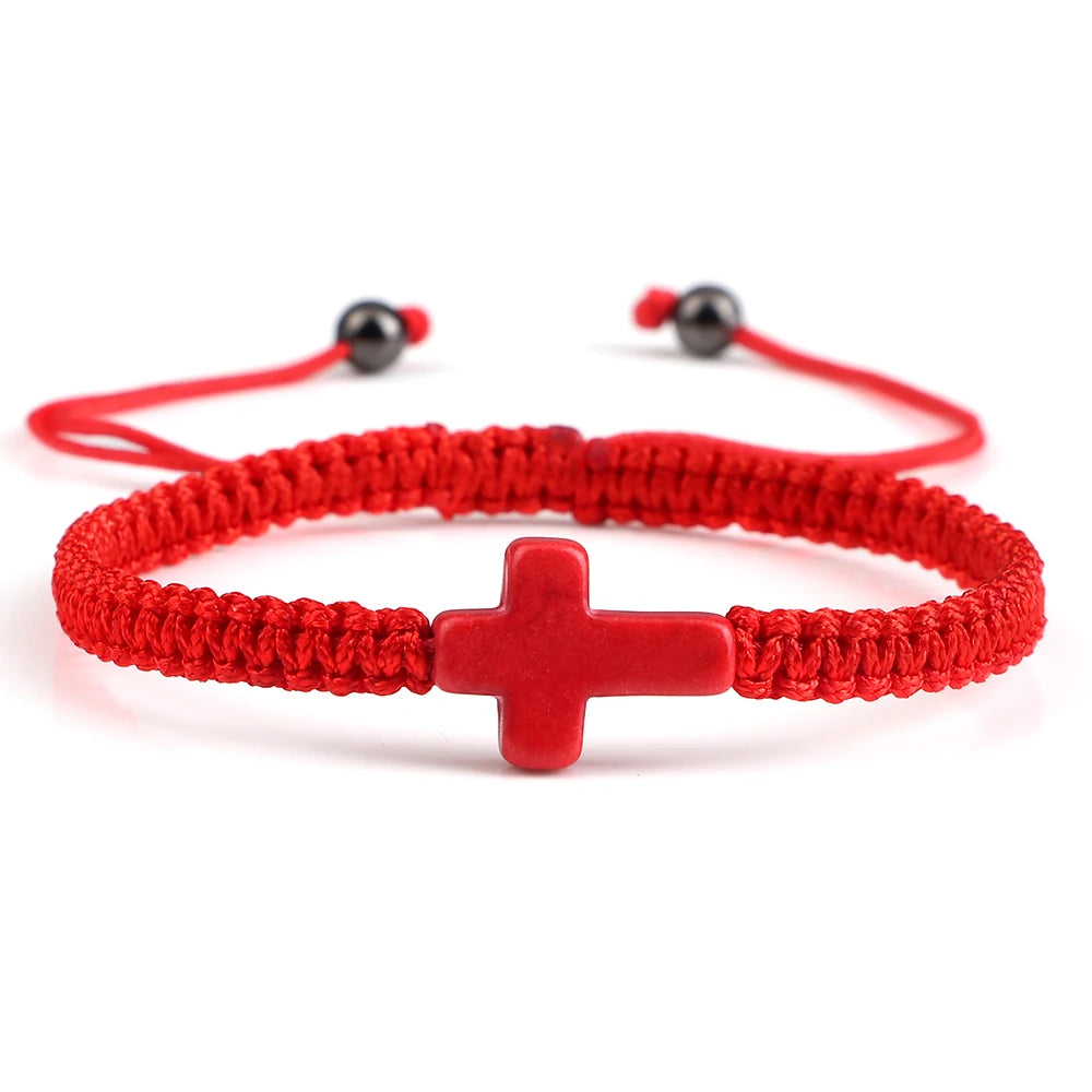 Colourful Faith: Hand Woven Cross Bracelet – Macrame Adjustable