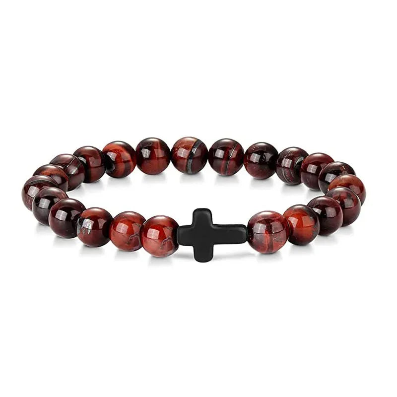 Earthy Devotion: Natural Stone & Wood Beaded Prayer Bracelet