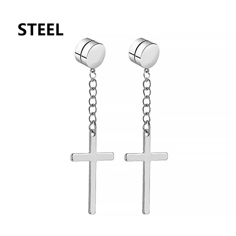 Edgy Expression: Cross & Stars No-Piercing Ear Clip Collection